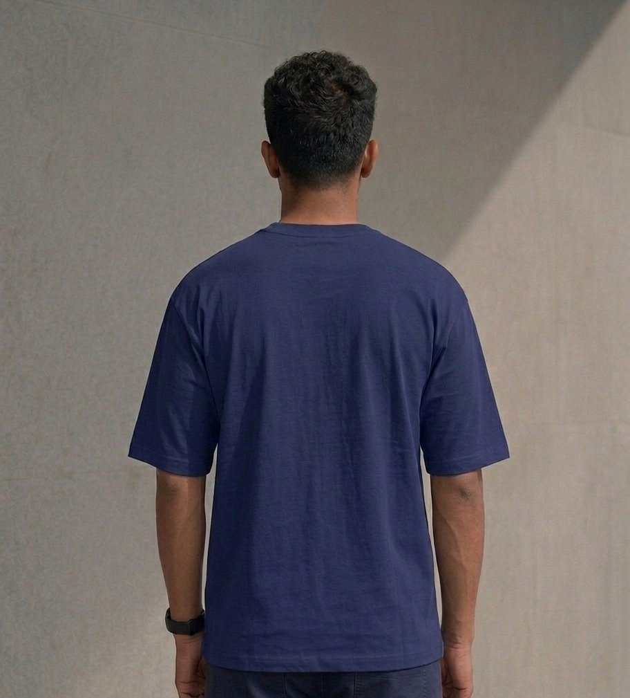 Known Clothing blue checkered t-shirt back view on male model