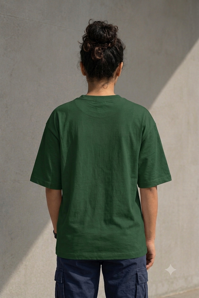 Known Clothing Matcha green oversized t-shirt back view on model