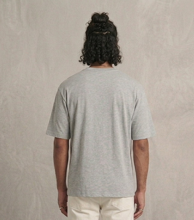 Known Clothing Essential grey oversized t-shirt back view on male model
