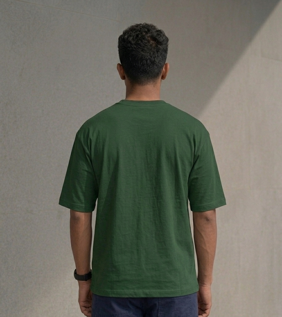 Known Clothing green checkered t-shirt back view on male model