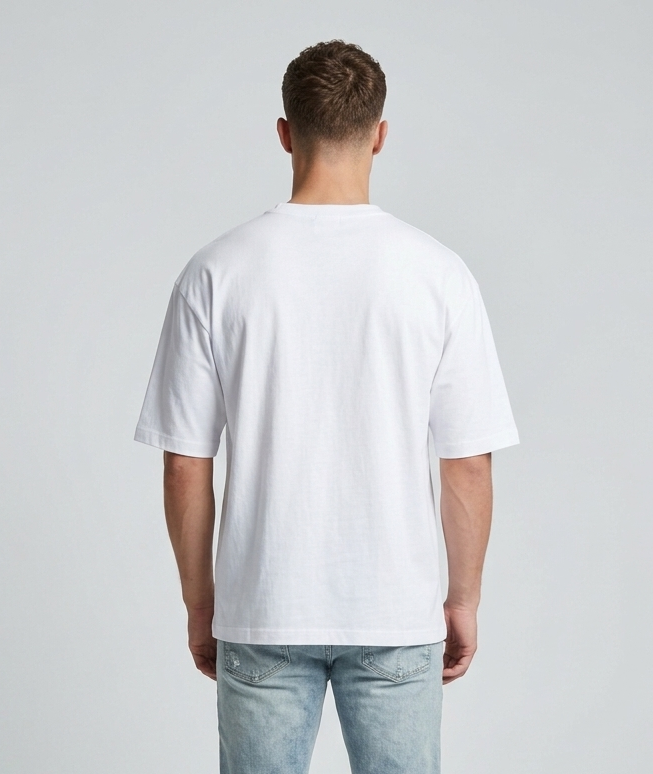 Known Clothing Essential white oversized t-shirt back view on male model