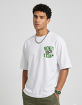 Known Clothing white money talks graphic oversized t-shirt front view on male model