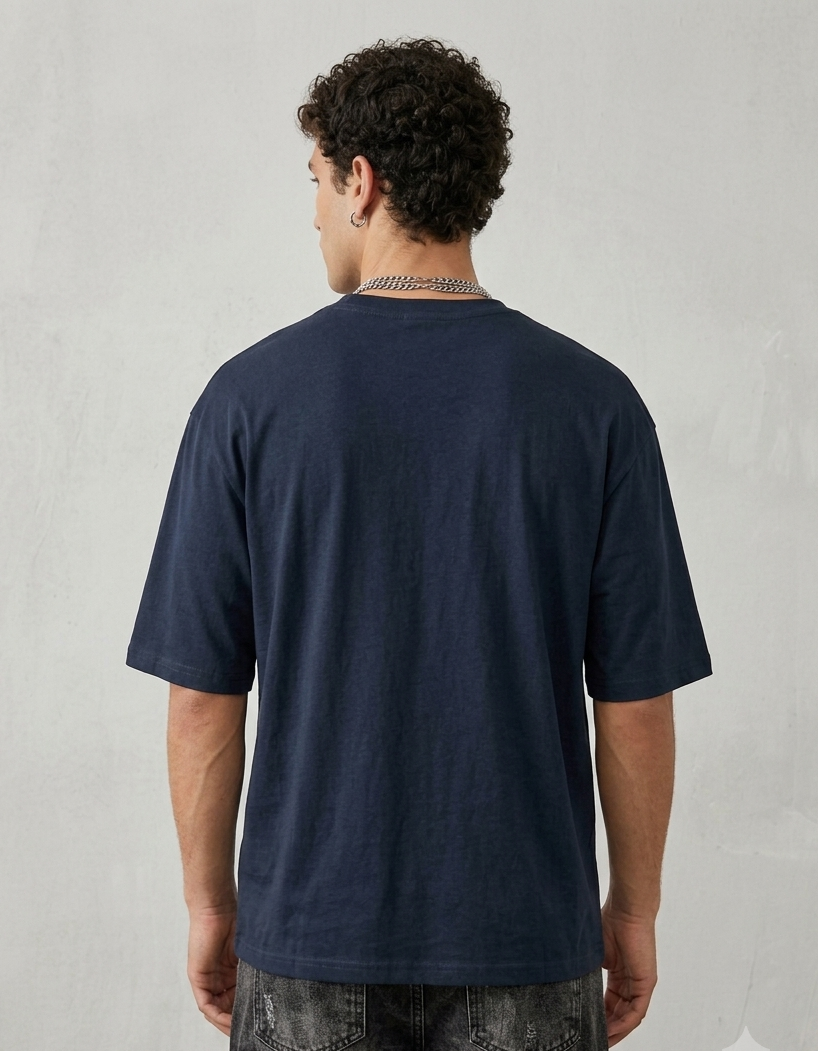 Known Clothing navy money talks graphic t-shirt back view on male model
