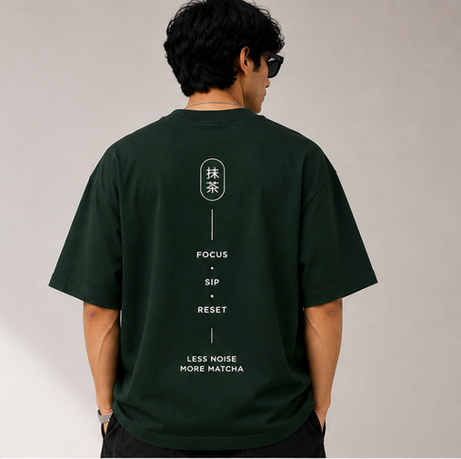 MATCHA — Mind. Calm. Cup. Oversized T-Shirt