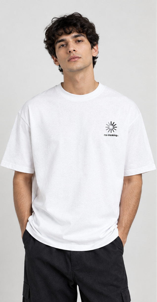Known Clothing white oversized t-shirt front chest view on model